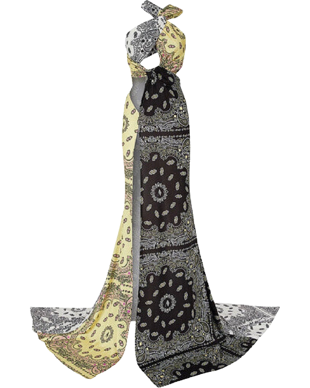 Robe longue drapée asymétrique Dara - Multicolor