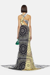 Robe longue drapée asymétrique Dara - Multicolor