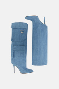 Sienna tube boot 105mm - DENIM WASHED