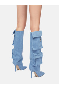 Sienna tube boot 105mm - DENIM WASHED