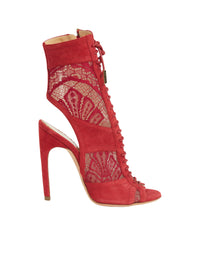 Escarpins à panneaux dentelle en cuir - Crimson