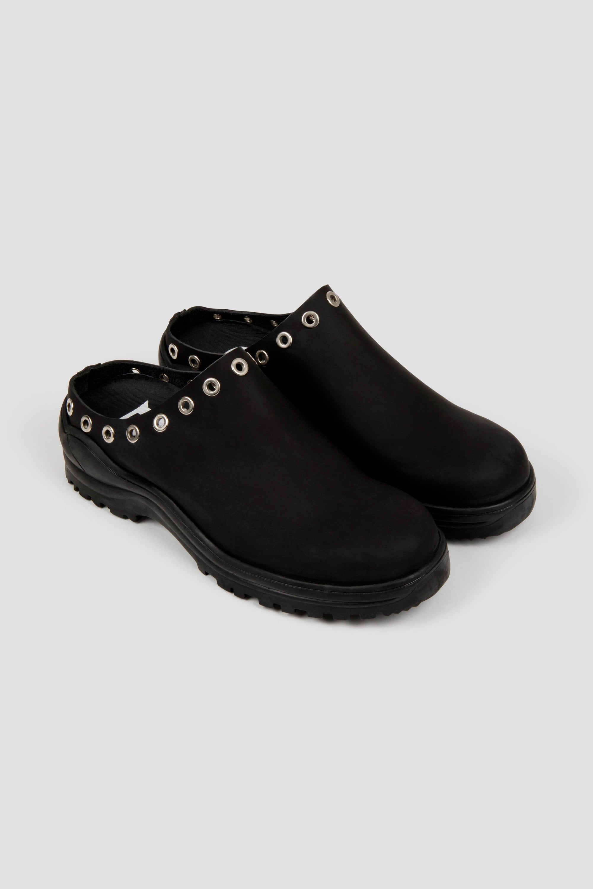 Sabots Slogan en cuir - Noir