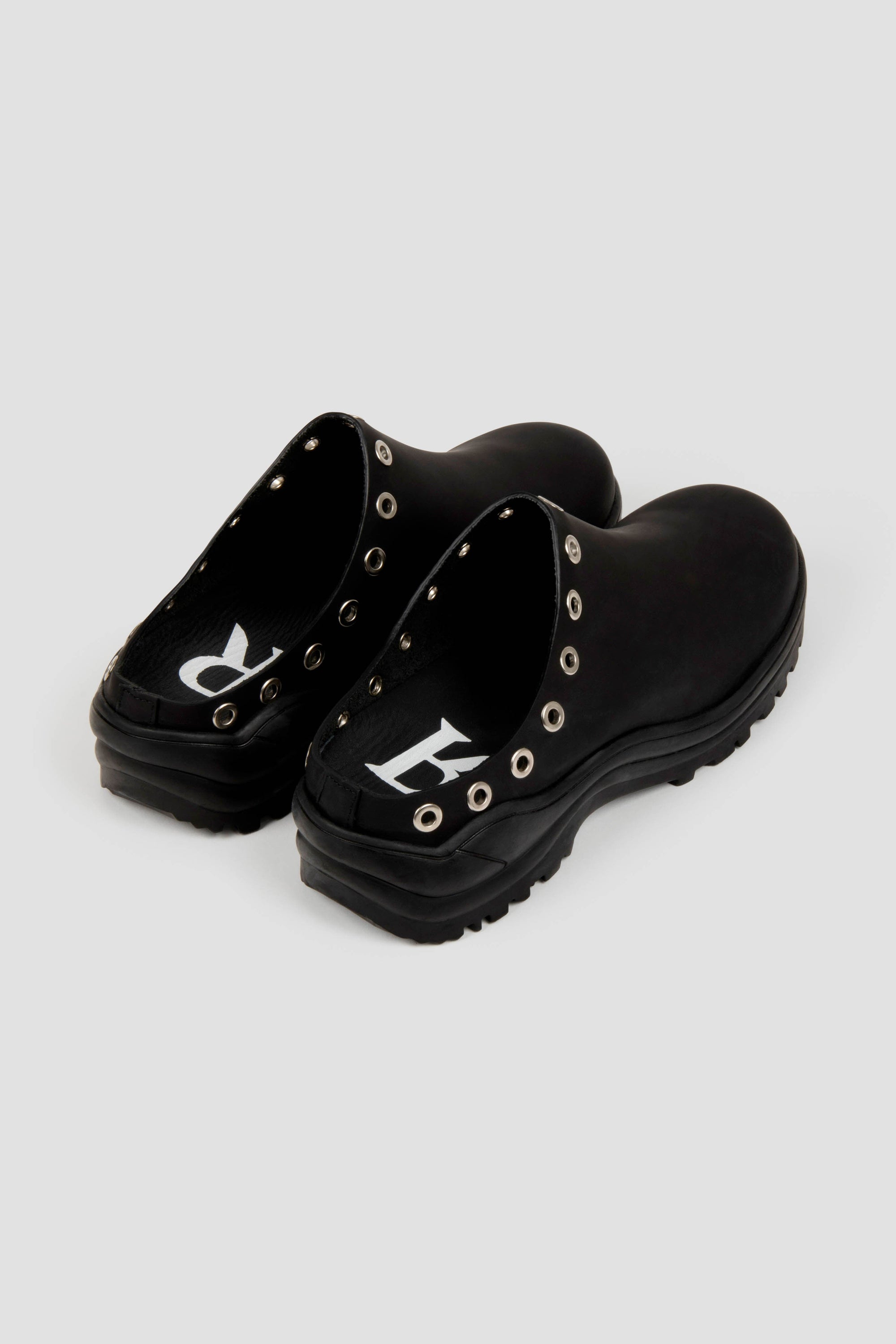 Sabots Slogan en cuir - Noir