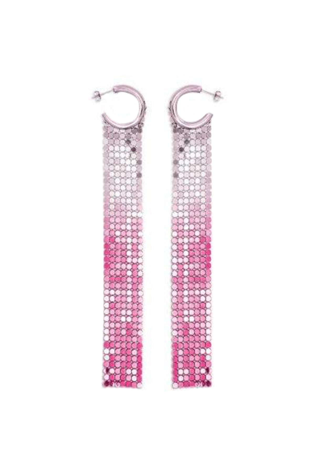 Longue boucle d'oreille créole en mesh dégradé rose - Light Pink & Pink