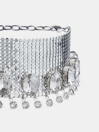 Collier ras-de-cou en mesh couronné de cristaux - Silver
