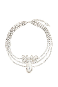 Three-row rhinestone necklace in brass - Silver