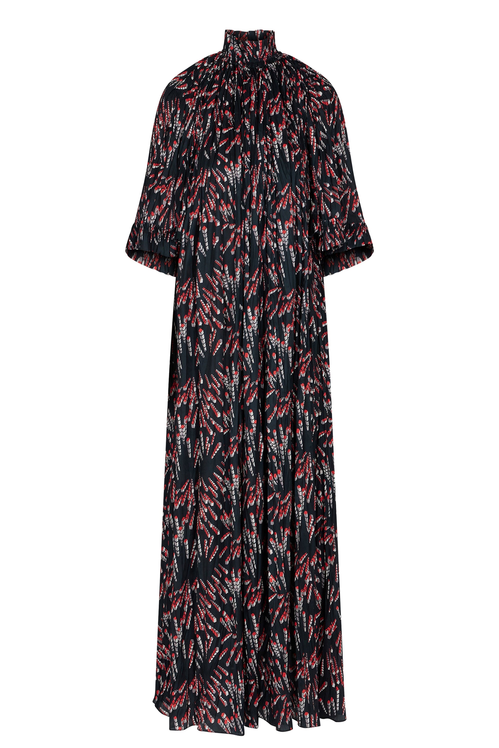 Long dress with short sleeves and ruffles - Black Screw