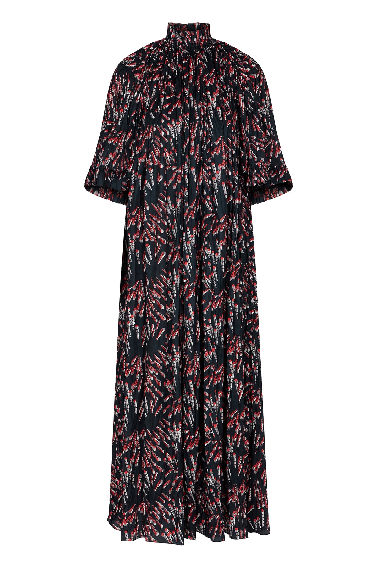Robe longue à manches courtes à volants - Black Screw