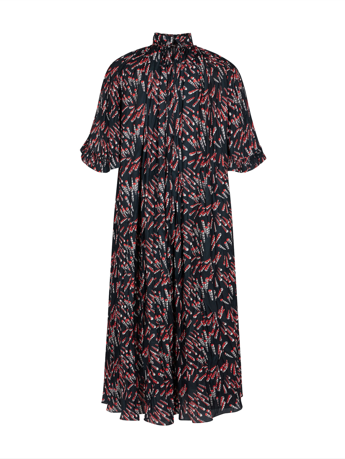 Robe longue à manches courtes à volants - Black Screw