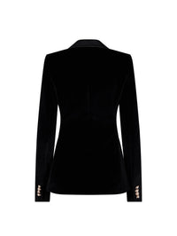 Blazer en velours à finitions satin et cristal - Black