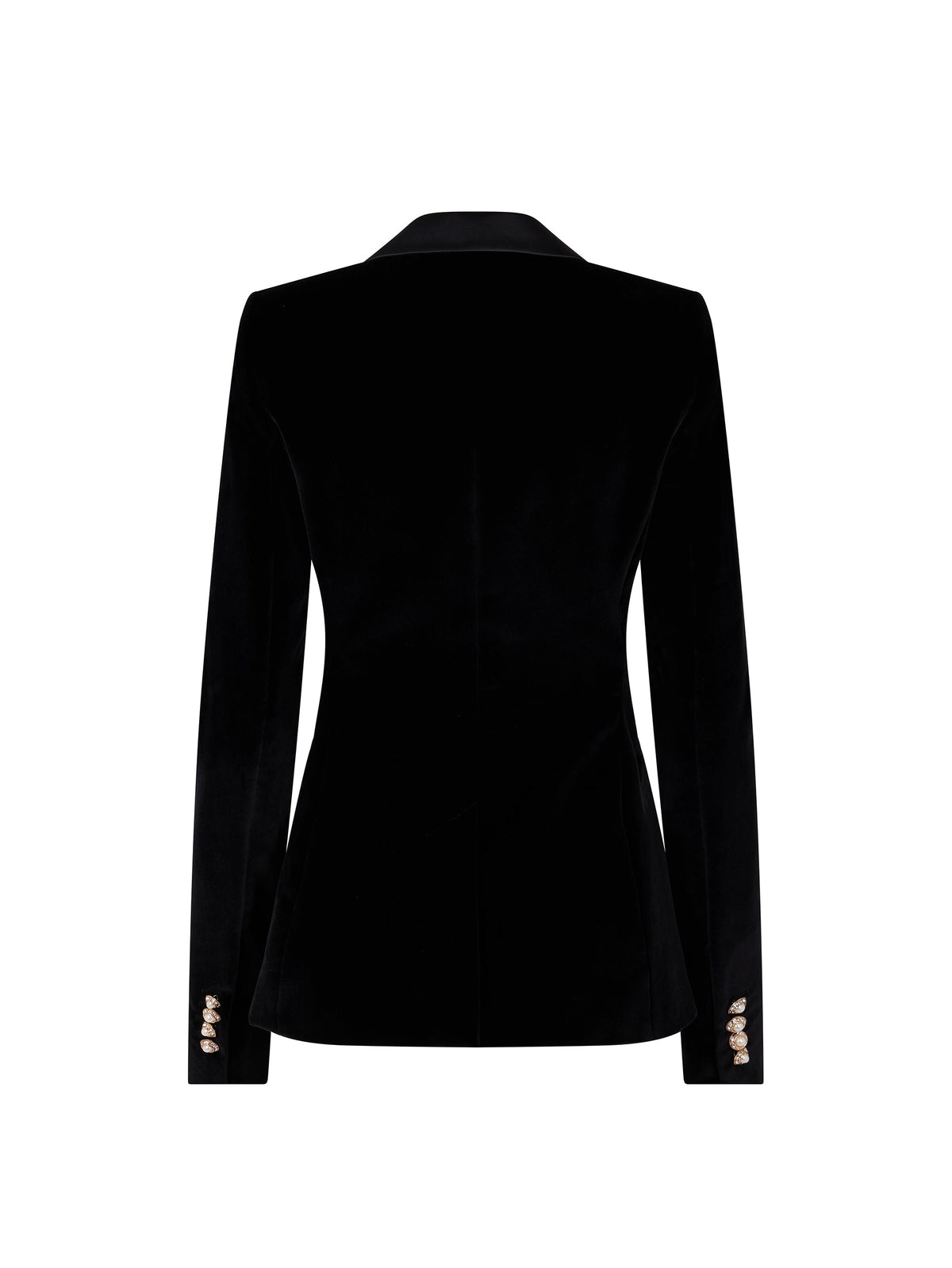Blazer en velours à finitions satin et cristal - Black