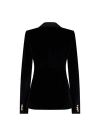 Blazer en velours à finitions satin et cristal - Black