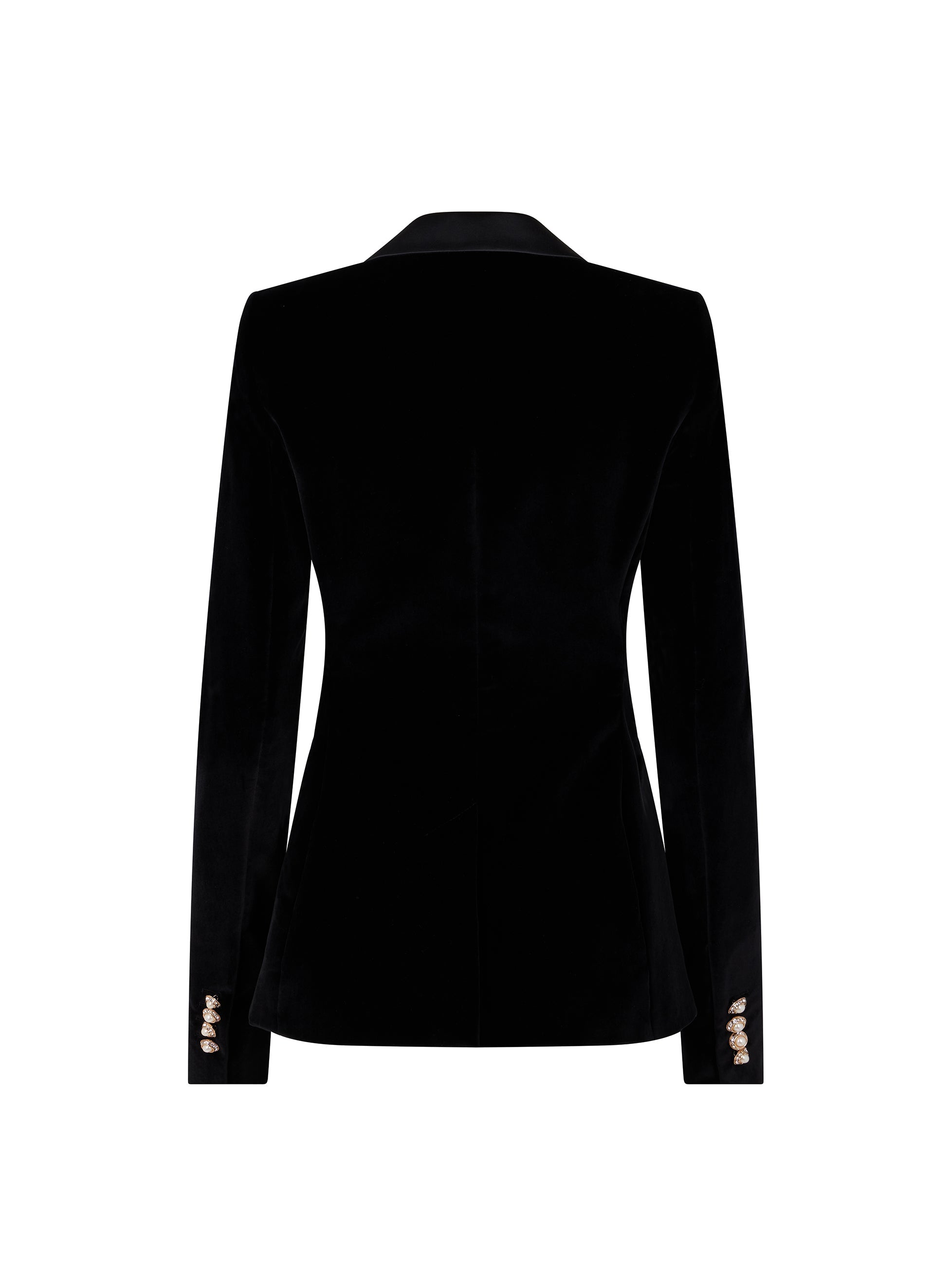 Blazer en velours à finitions satin et cristal - Black