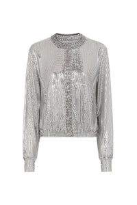 Long-sleeved jacket with a round neckline - Silver