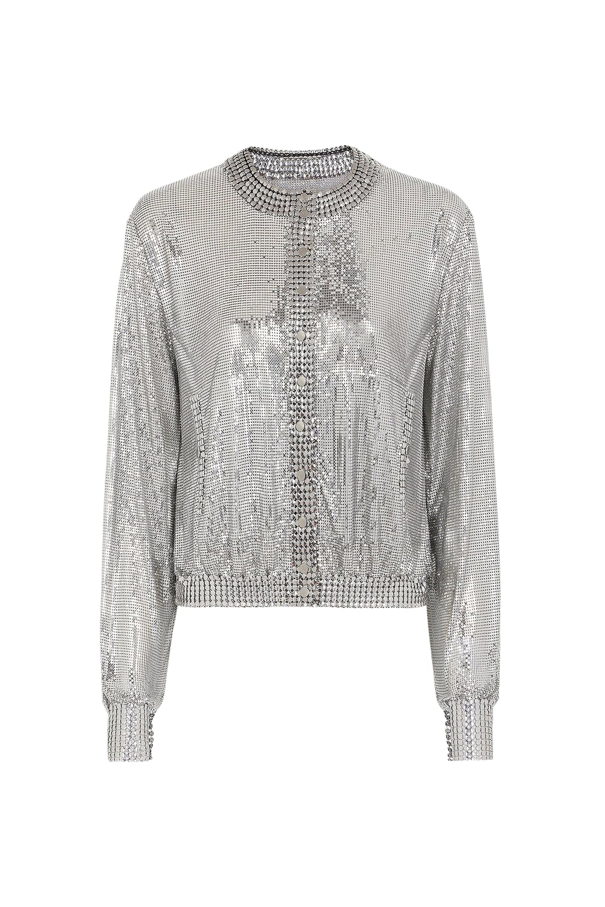 Long-sleeved jacket with a round neckline - Silver