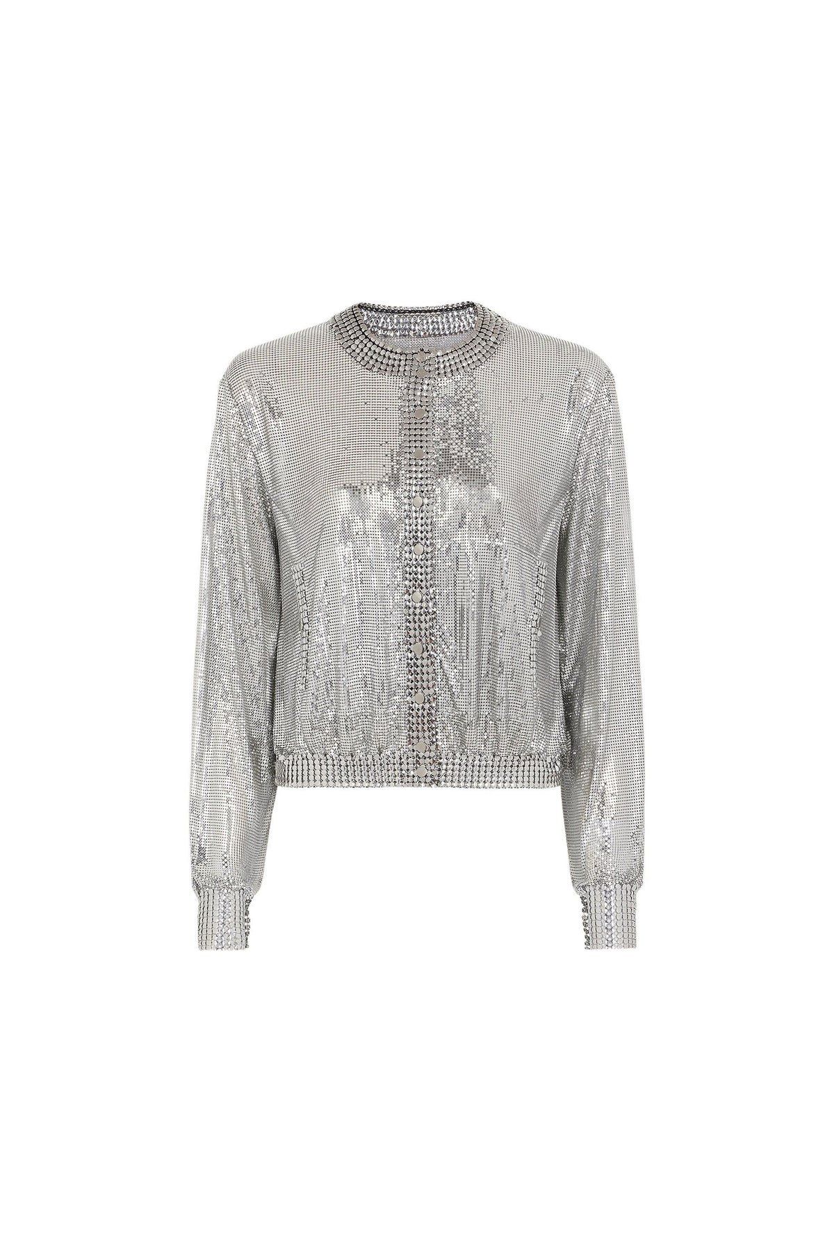 Silver knit bomber jacket