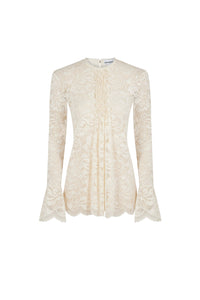Blouse manches longues en dentelle plissée - Ivory