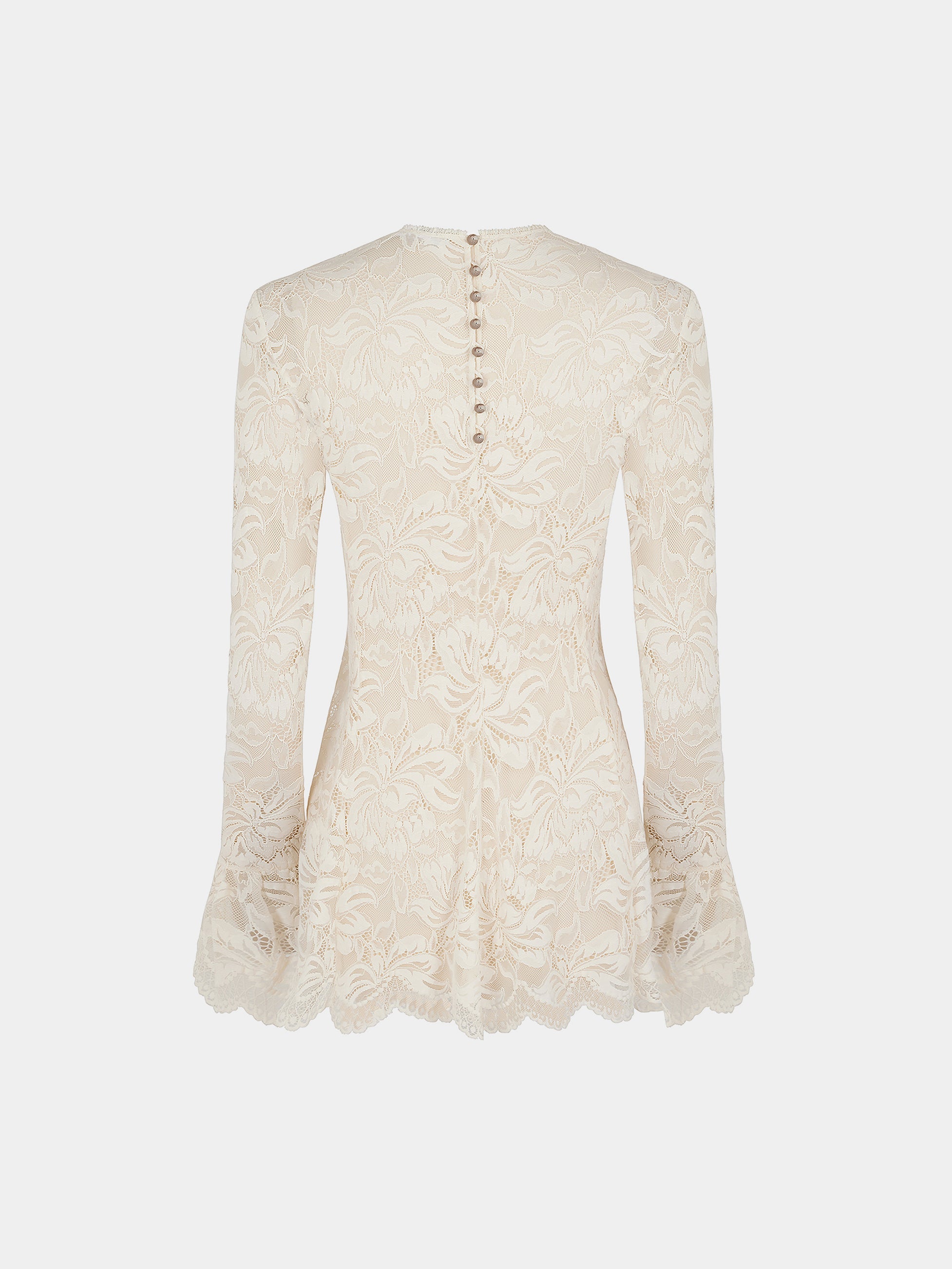 Blouse manches longues en dentelle plissée - Ivory