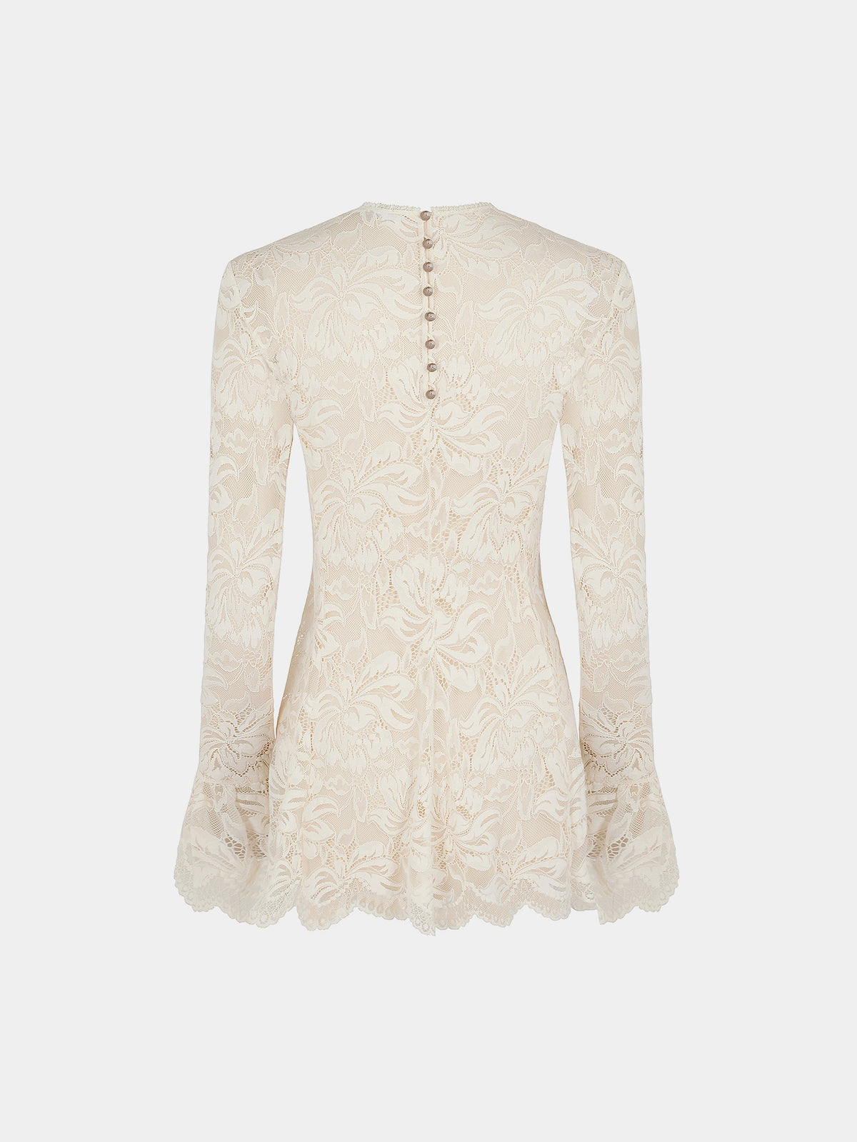 Blouse manches longues en dentelle plissée - Ivory