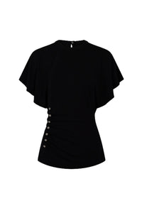 Short-sleeved draped top - Black