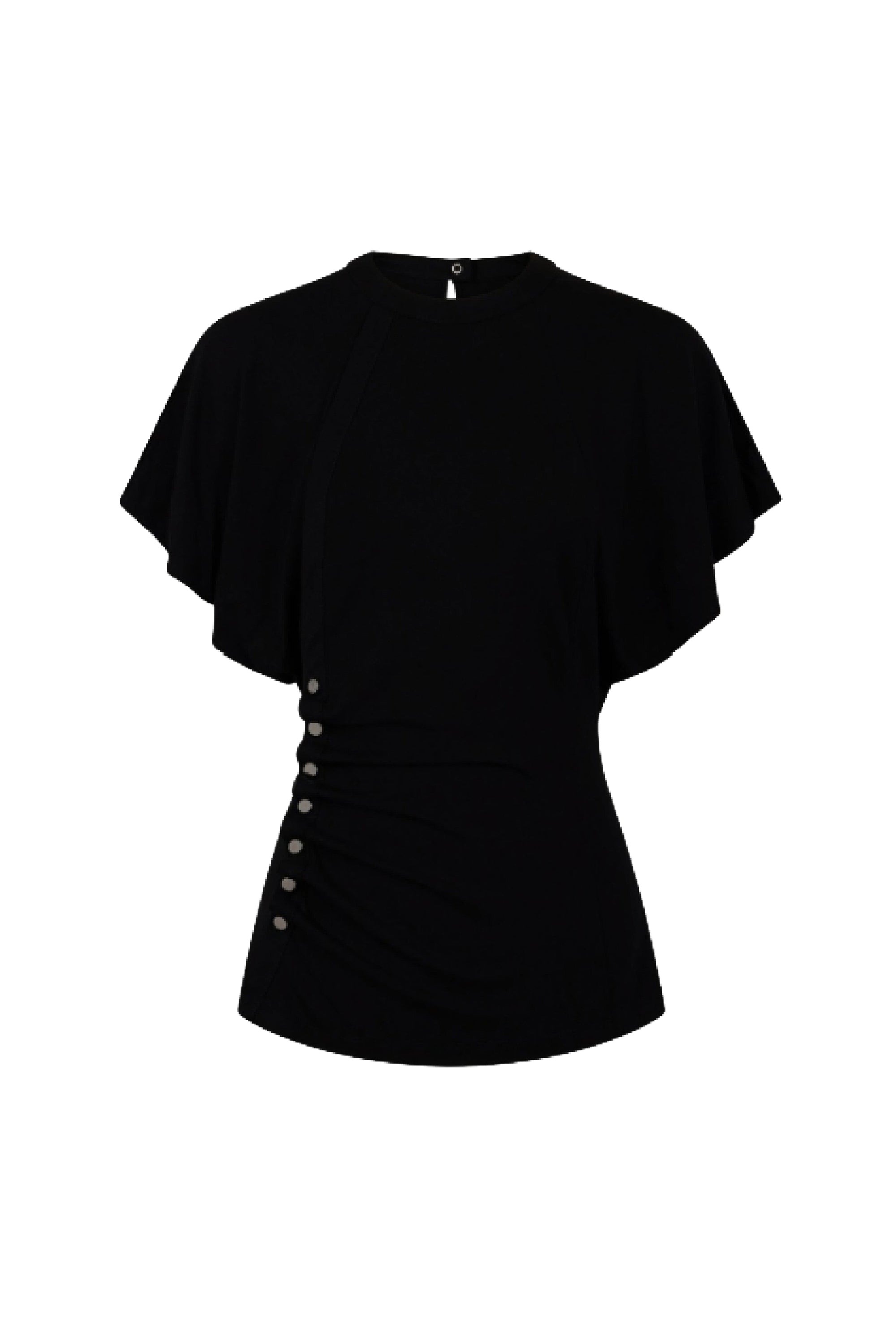 Short-sleeved draped top - Black