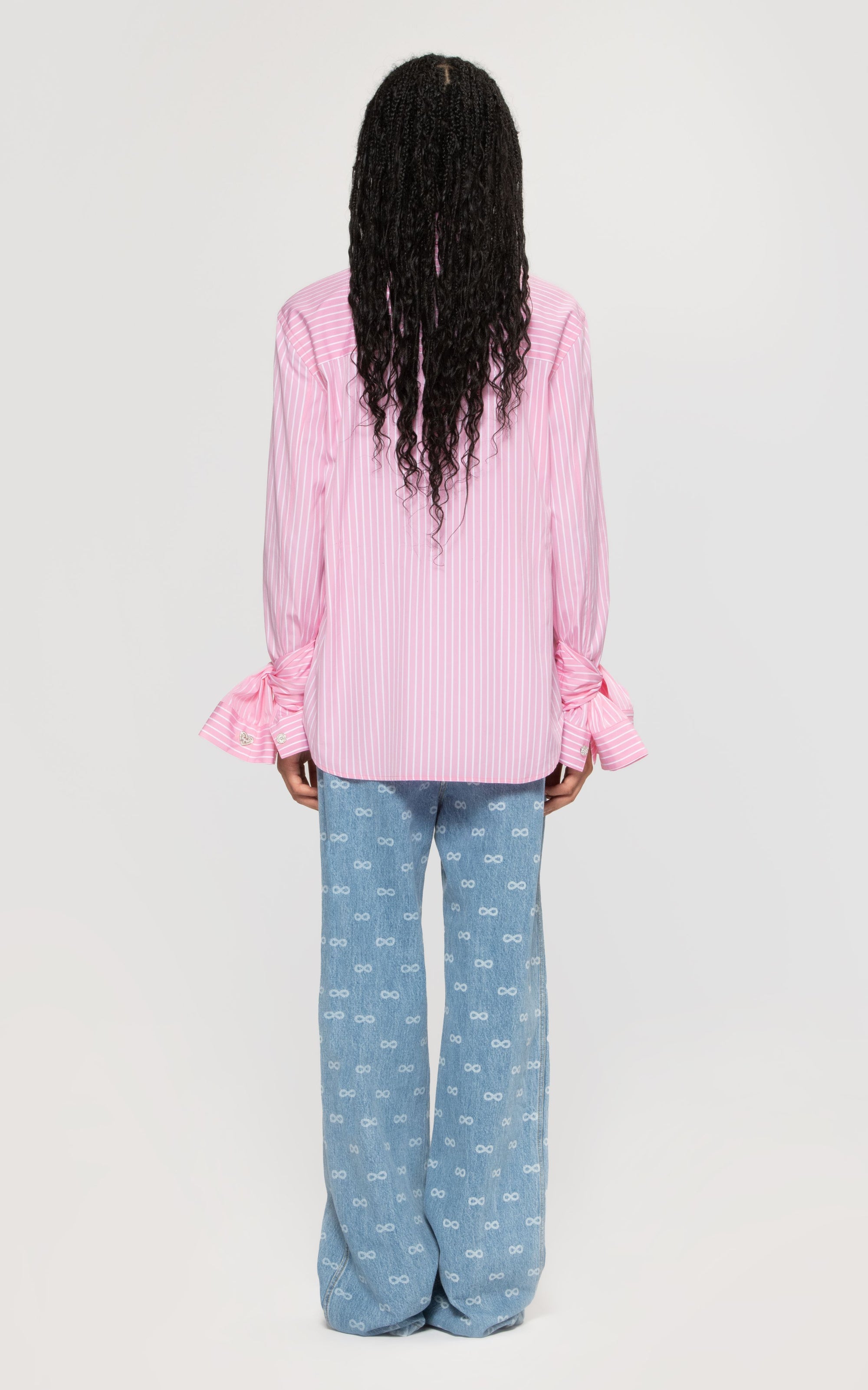 Striped shirt with knotted cuffs - Pink