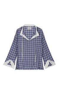 Blouse jimmy carreaux à manches longues - Blue Checks