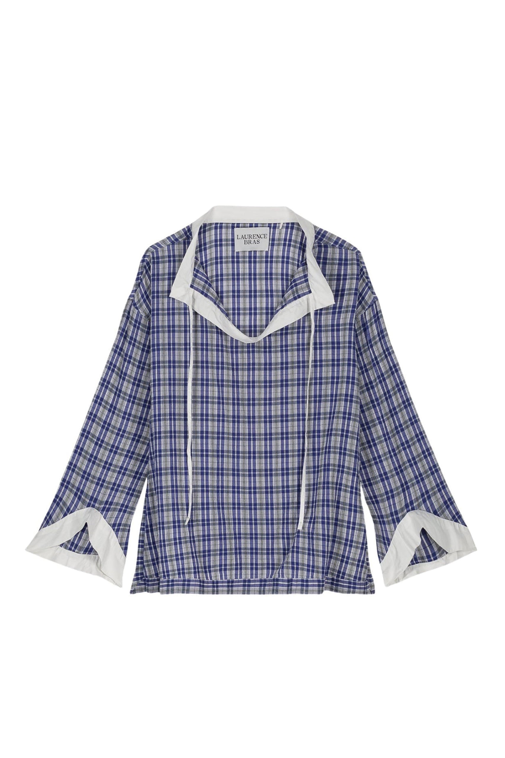Blouse jimmy carreaux à manches longues - Blue Checks