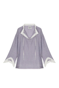 Blouse jimmy carreaux à manches longues - Pink Blue Stripes