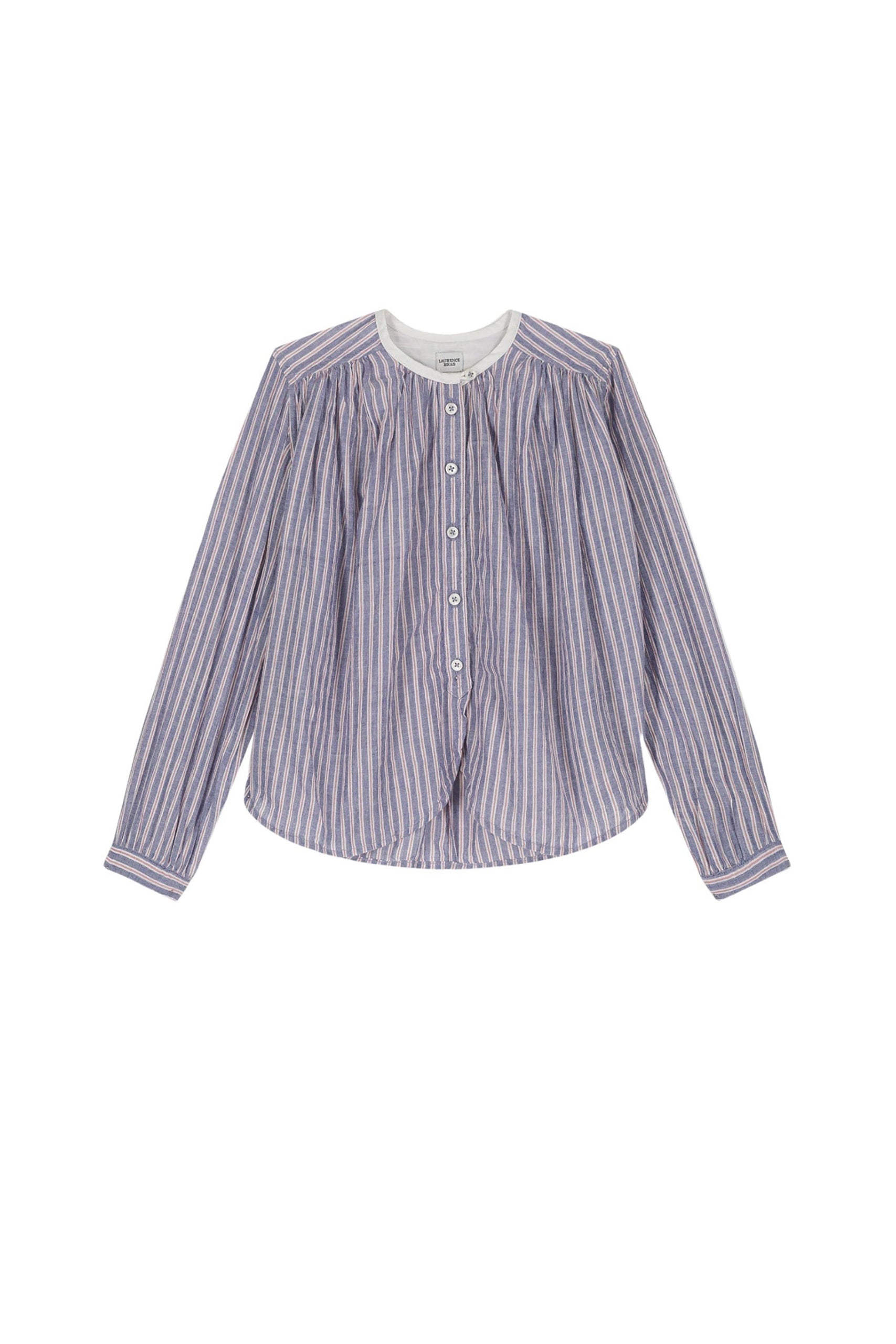 Blouse Enfant Cigar à manches longues - Pink Blue Stripes