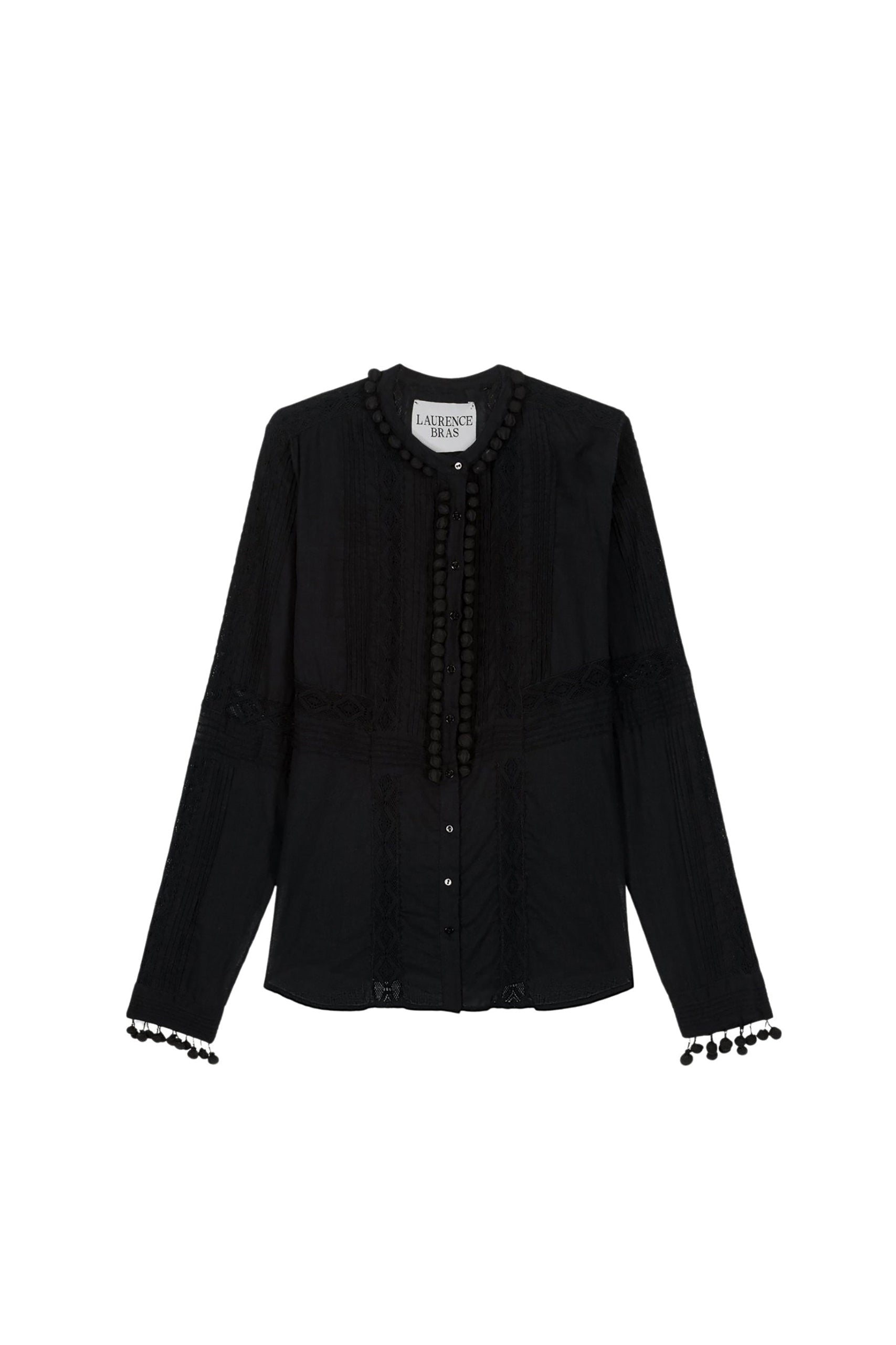 Blouse Ray à manches longues brodées - Black