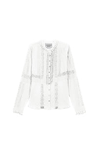 Blouse Ray à manches longues brodées - White