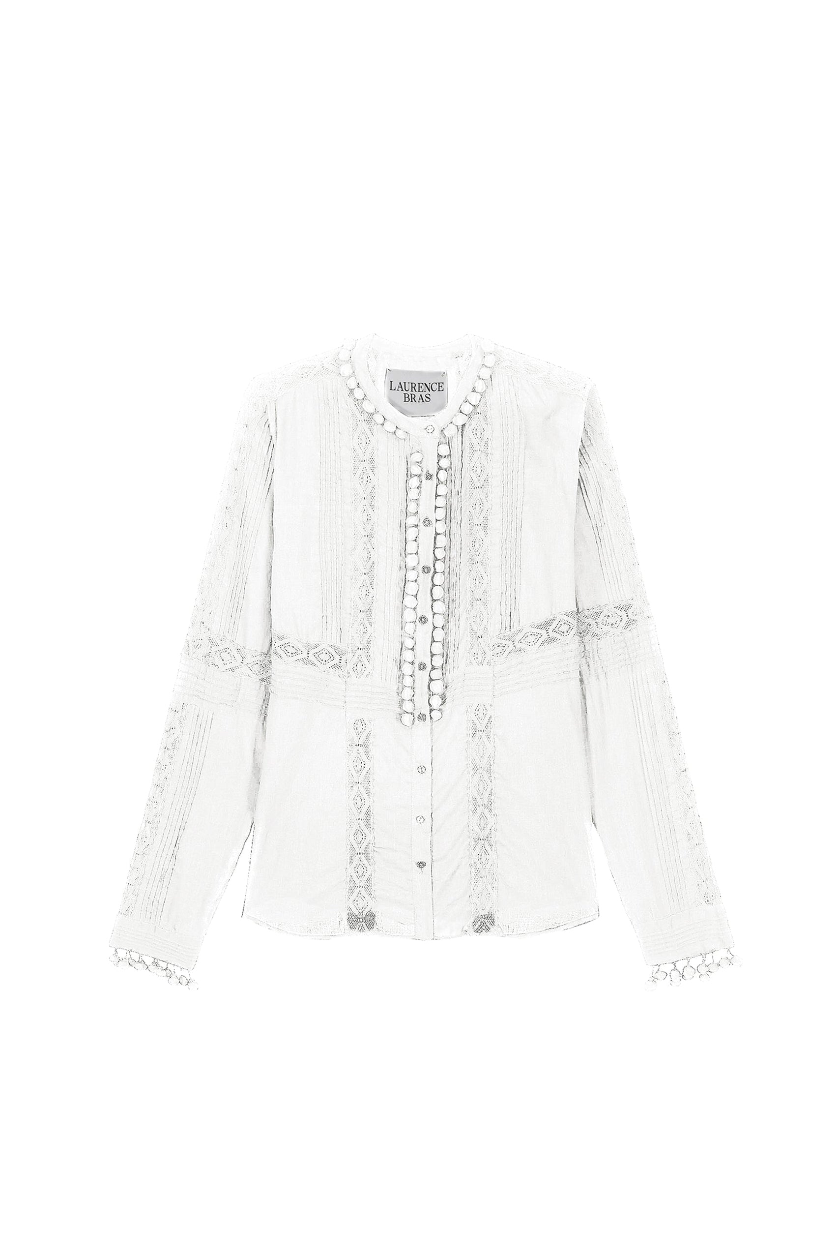 Blouse Ray à manches longues brodées - White