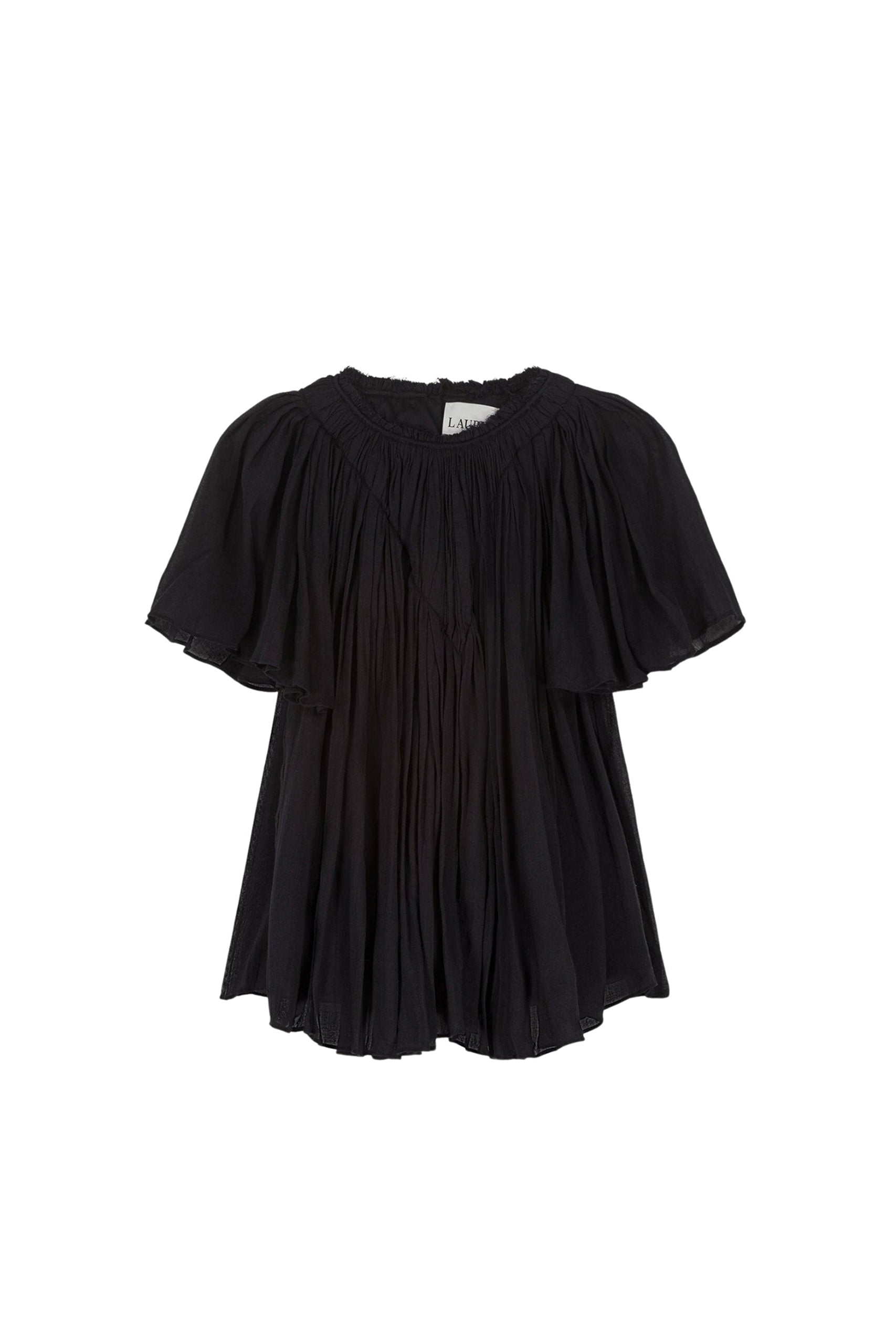 Blouse Wave à manches courtes froncée - Black