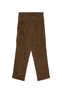 Pantalon cargo Nicobar en lin - Brown