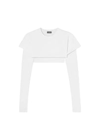 T-shirt court à sûrpiqures - White