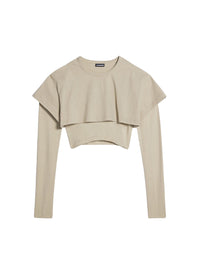 T-shirt court à sûrpiqures - Light Khaki