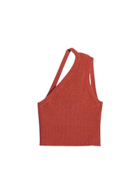 Débardeur asymétrique Ascu en lin - Dark Red