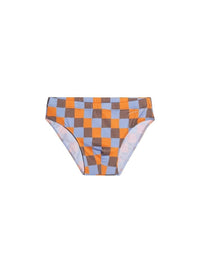 PRINT ORANGE DAMIER LE SLIP DE BAIN
