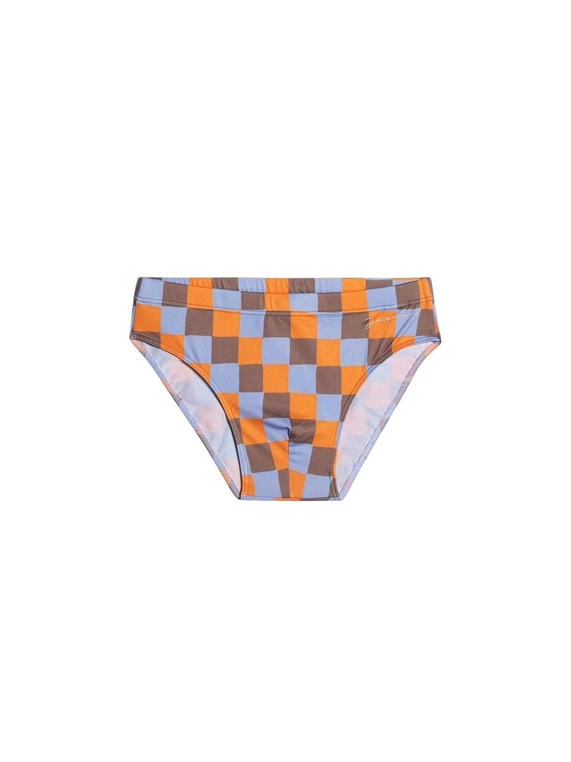 PRINT ORANGE DAMIER LE SLIP DE BAIN