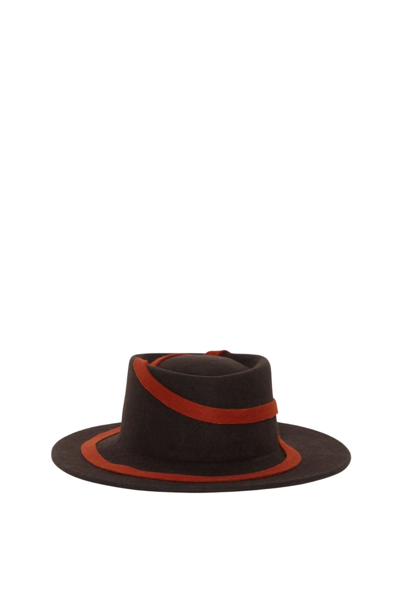 DARK BROWN & RED  ALVAR FELT  Chapeau avec bande de feutre