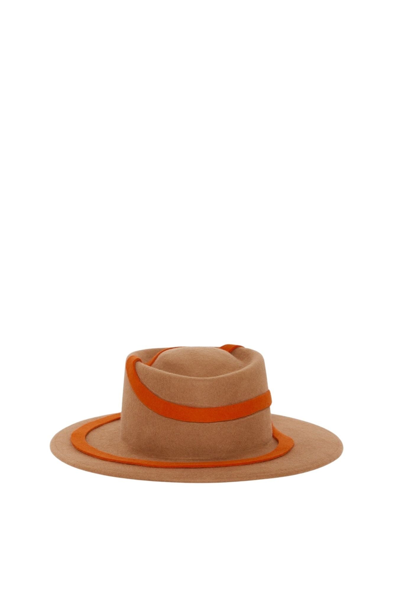 BEIGE & RED ALVAR FELT  Chapeau avec bande de feutre