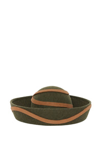 DARK GREEN & BEIGE SIGMAR FELT chapeau en feutre avec détail de vague