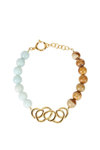 LIGHT BLUE & BEIGE  Elizabeth Candies  collier avec fermoir plaqué or