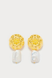 Boucle d'oreille Sonia en laiton avec pierre fine - White