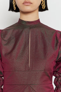 RASPBERRY GREEN KEITH robe longue à manches froncées
