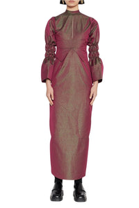 RASPBERRY GREEN KEITH robe longue à manches froncées
