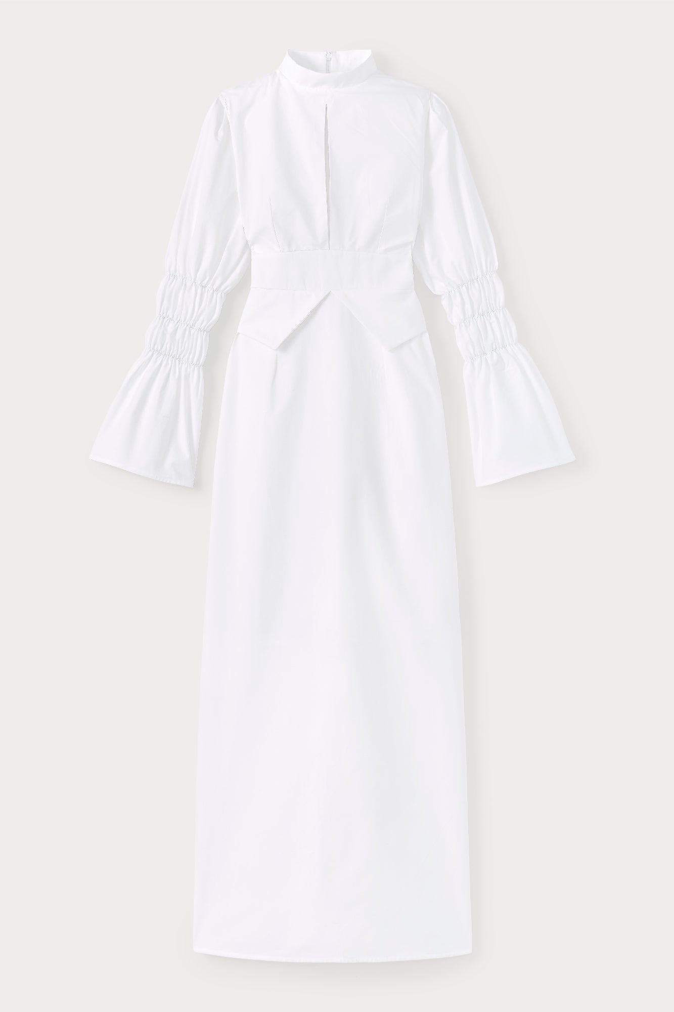 21qty NEW / WHITE KEITH POPELIN robe longue à manches froncées