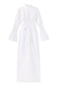 Robe longue Keith à manches froncées - White