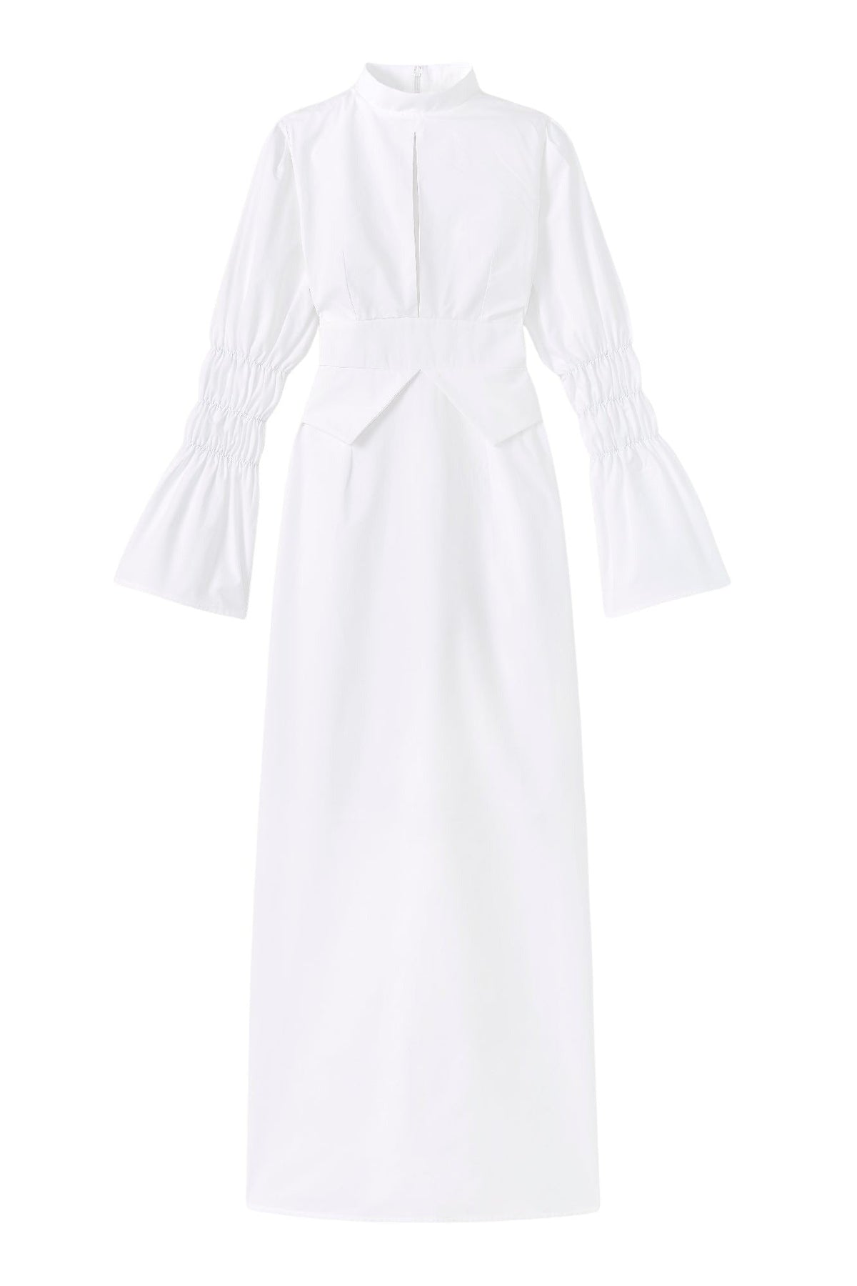 Robe longue Keith à manches froncées - White